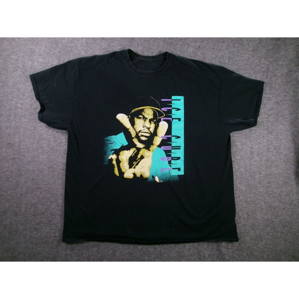 Ice Cube Shirt Mens 2XL Black Short Sleeve Hip Hop 90s Rap Concert Tee Graphic